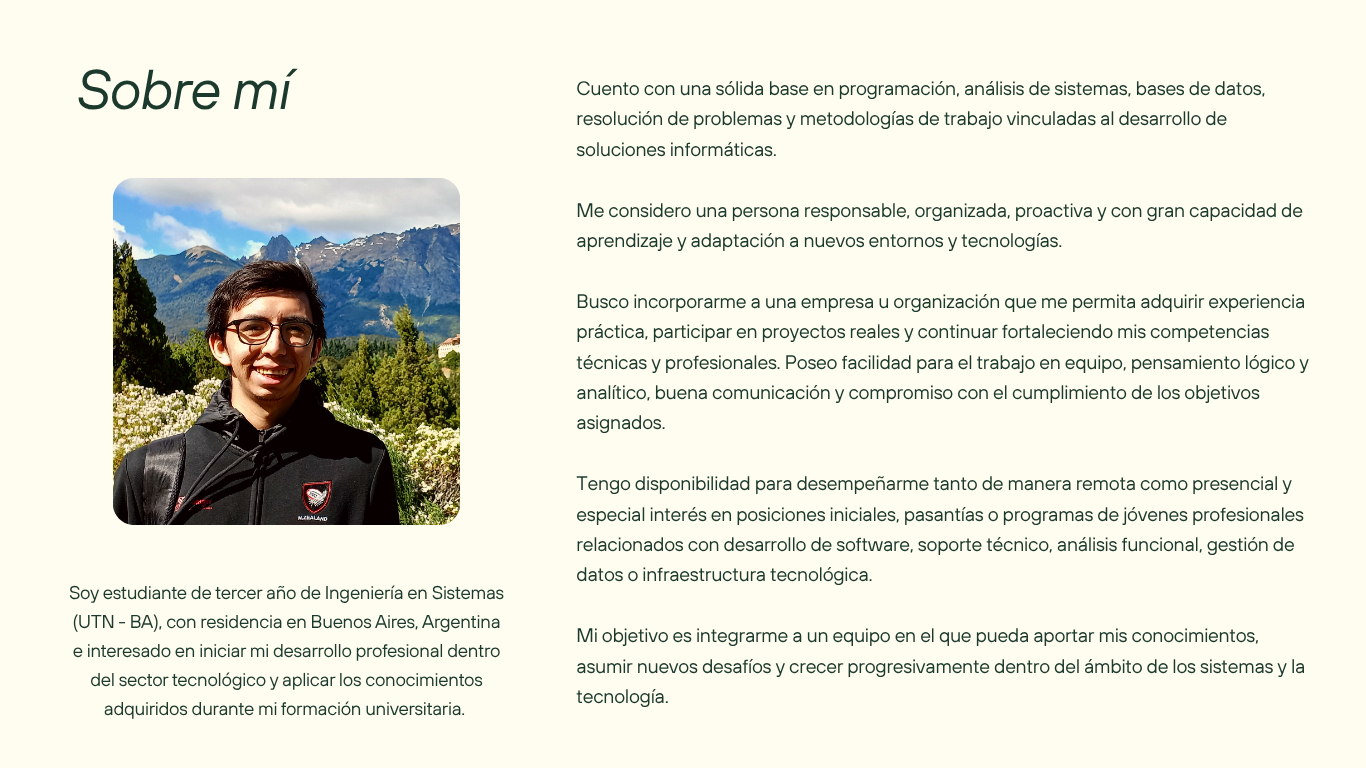 Perfil, formación, objetivos e intereses profesionales